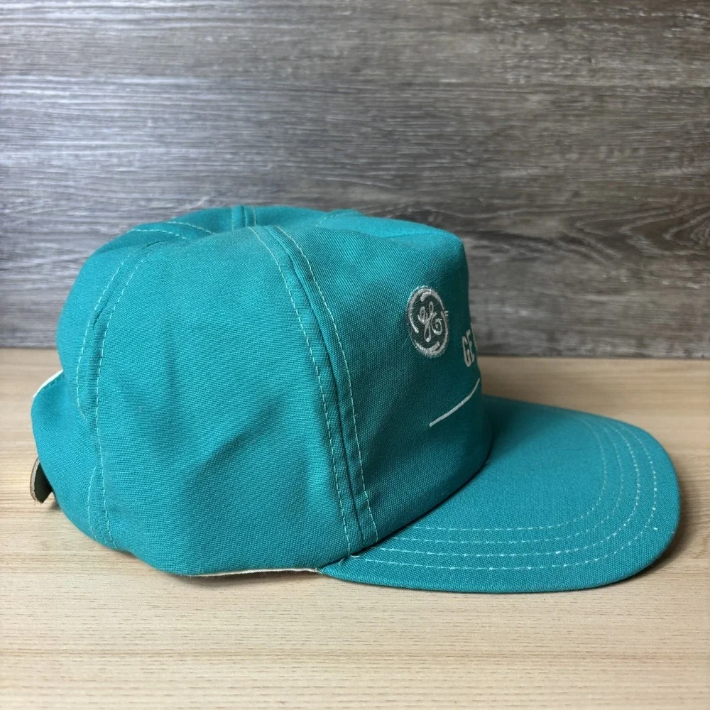 Vintage GE Capital Hat Cap Strap Back Teal Green Embroidered Promo Mens 90s